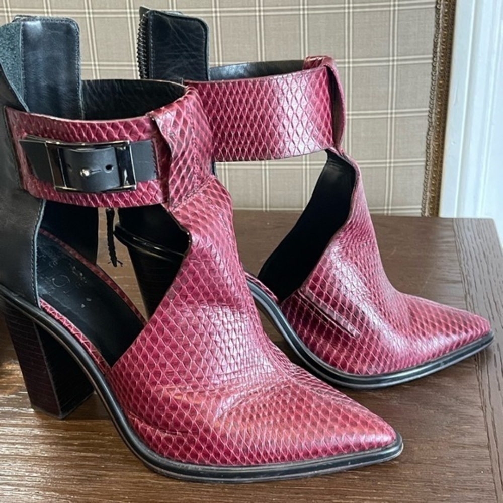 Tibi Burgundy and Black Cutout Booties, size 38